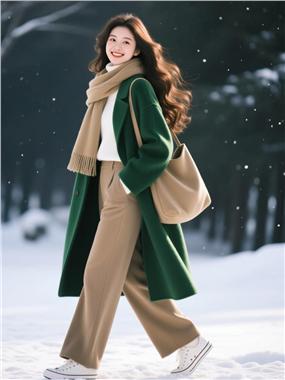 冬季雪地时尚穿搭美女写真图片